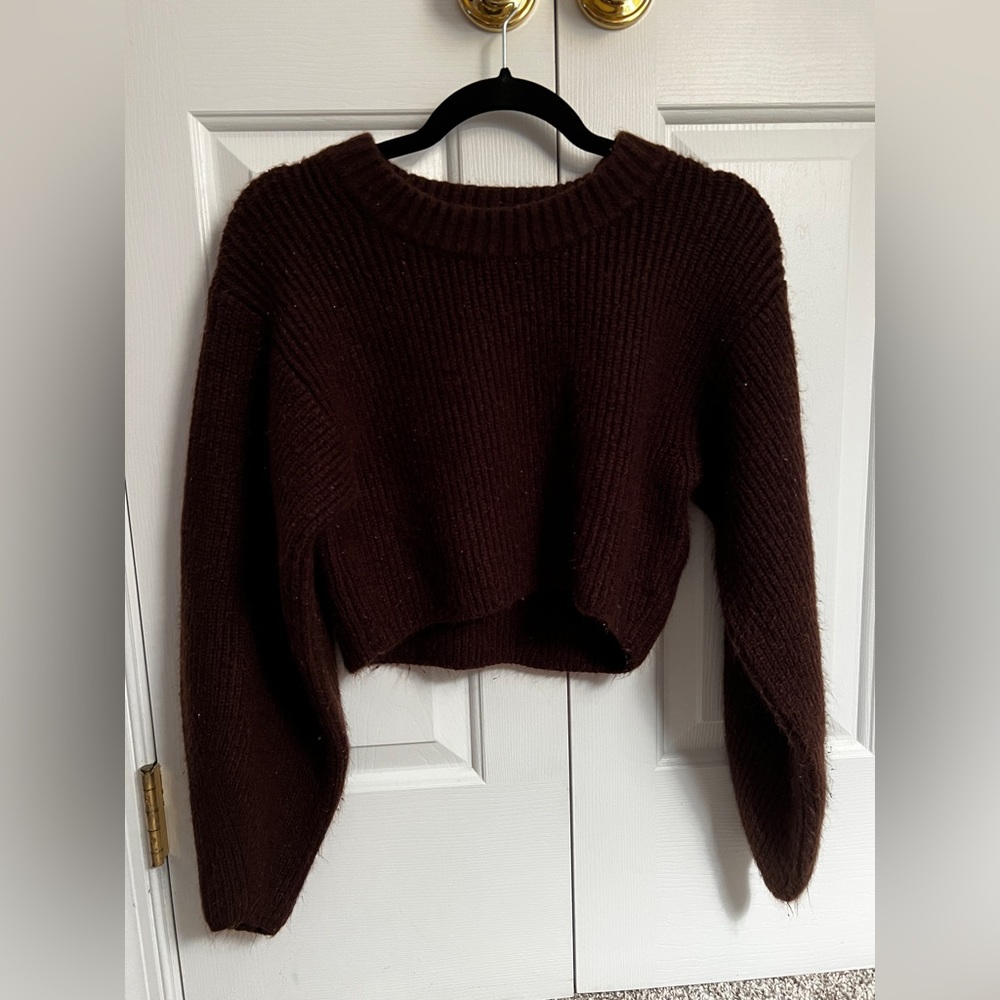 dark brown urban outfitters cropped sweater